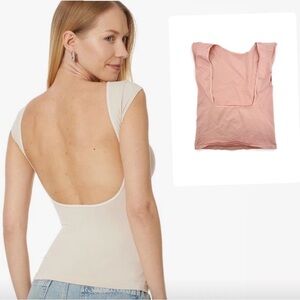 Free People Intimately Low Back Cap‎ Sleeve Top L/XL Pink
